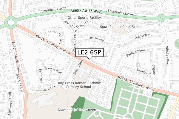 LE2 6SP map - large scale - OS Open Zoomstack (Ordnance Survey)