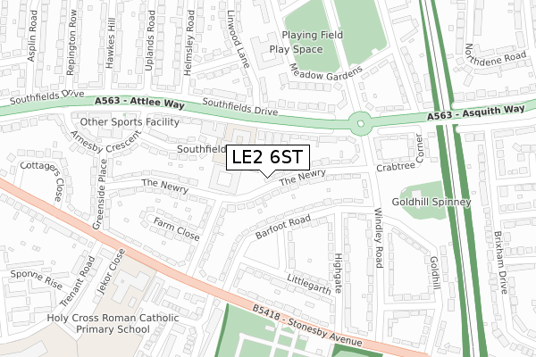 LE2 6ST map - large scale - OS Open Zoomstack (Ordnance Survey)