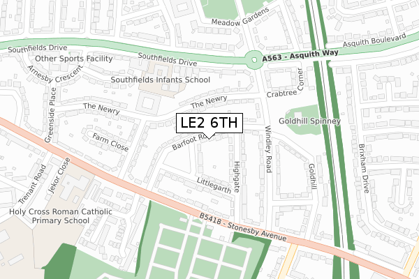 LE2 6TH map - large scale - OS Open Zoomstack (Ordnance Survey)