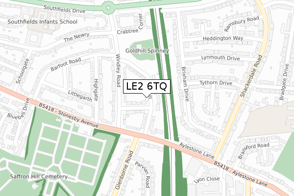 LE2 6TQ map - large scale - OS Open Zoomstack (Ordnance Survey)