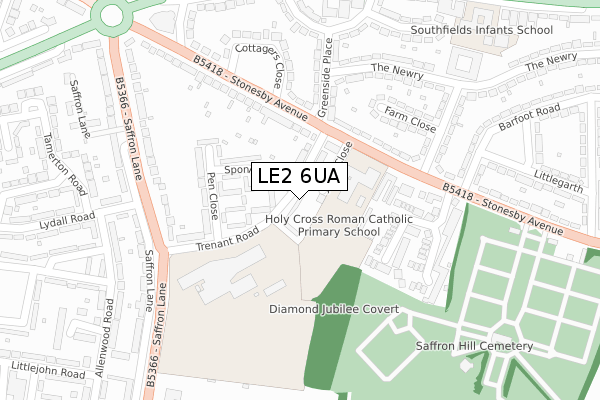 LE2 6UA map - large scale - OS Open Zoomstack (Ordnance Survey)