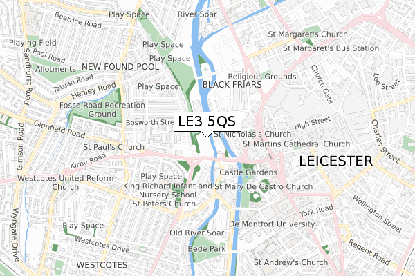 LE3 5QS map - small scale - OS Open Zoomstack (Ordnance Survey)