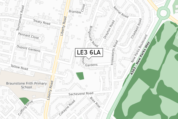 LE3 6LA map - large scale - OS Open Zoomstack (Ordnance Survey)