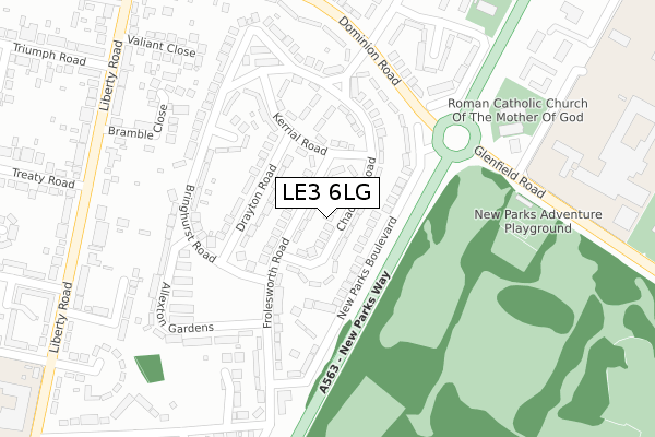 LE3 6LG map - large scale - OS Open Zoomstack (Ordnance Survey)