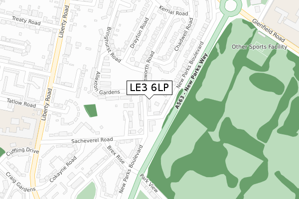 LE3 6LP map - large scale - OS Open Zoomstack (Ordnance Survey)