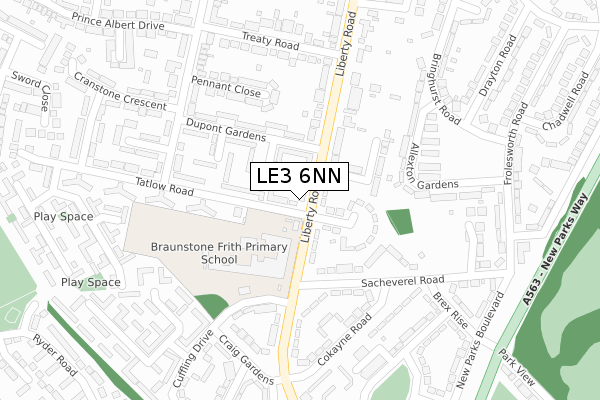 LE3 6NN map - large scale - OS Open Zoomstack (Ordnance Survey)