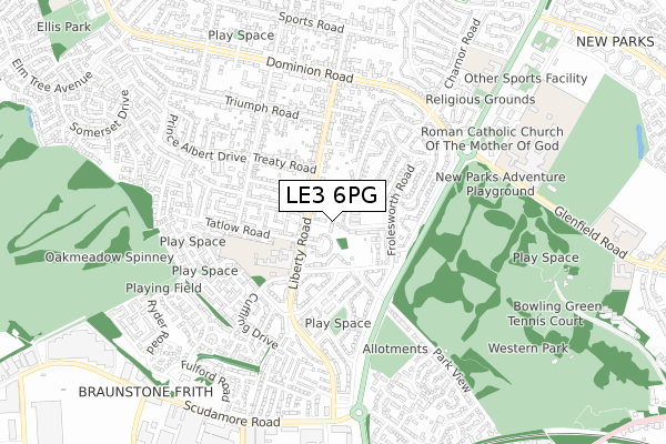 LE3 6PG map - small scale - OS Open Zoomstack (Ordnance Survey)