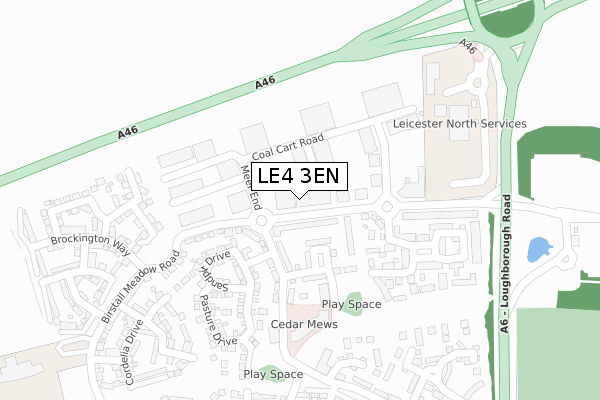 LE4 3EN map - large scale - OS Open Zoomstack (Ordnance Survey)