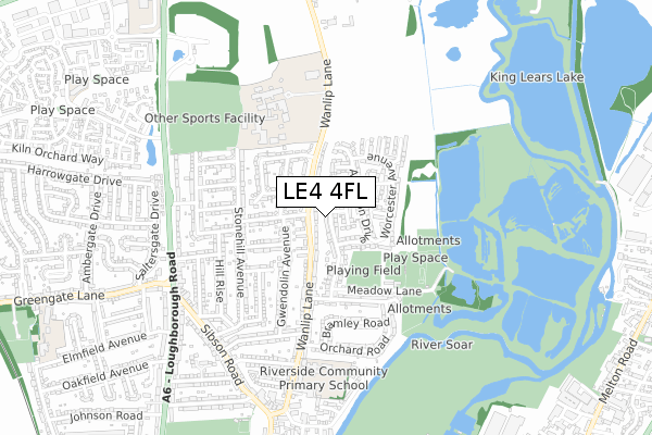 LE4 4FL map - small scale - OS Open Zoomstack (Ordnance Survey)