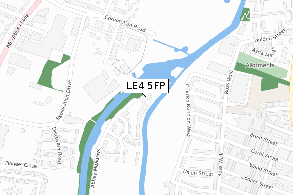 LE4 5FP map - large scale - OS Open Zoomstack (Ordnance Survey)