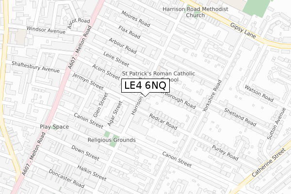 LE4 6NQ map - large scale - OS Open Zoomstack (Ordnance Survey)