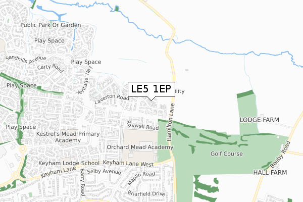 LE5 1EP map - small scale - OS Open Zoomstack (Ordnance Survey)