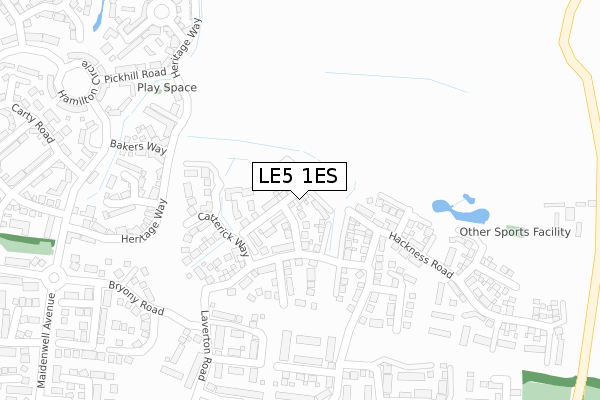 LE5 1ES map - large scale - OS Open Zoomstack (Ordnance Survey)