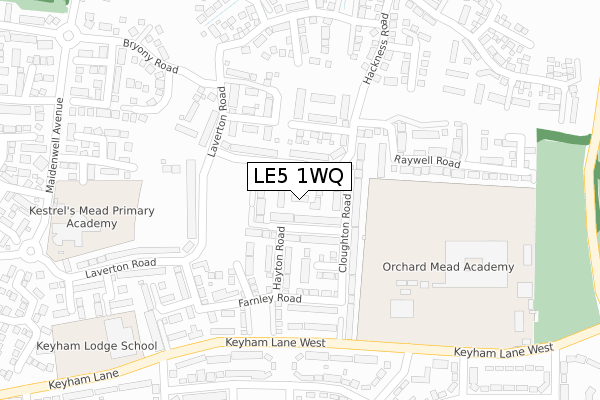 LE5 1WQ map - large scale - OS Open Zoomstack (Ordnance Survey)