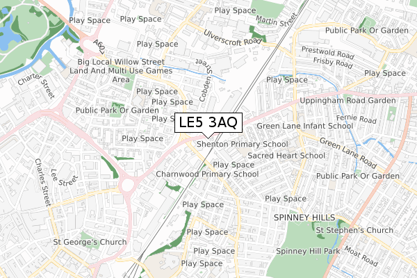 LE5 3AQ map - small scale - OS Open Zoomstack (Ordnance Survey)