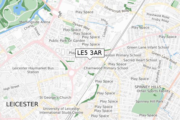 LE5 3AR map - small scale - OS Open Zoomstack (Ordnance Survey)