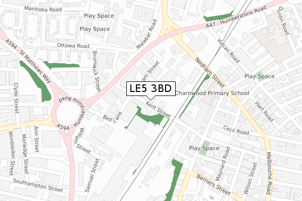 LE5 3BD map - large scale - OS Open Zoomstack (Ordnance Survey)