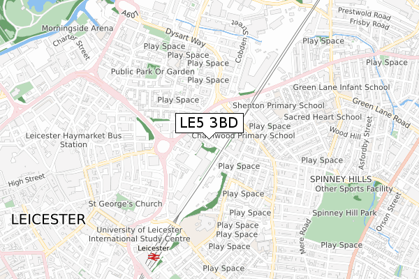 LE5 3BD map - small scale - OS Open Zoomstack (Ordnance Survey)