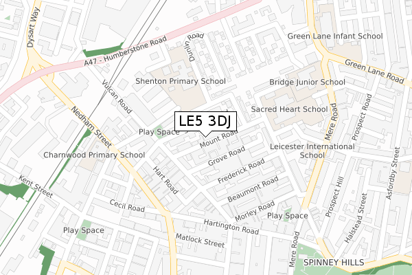 LE5 3DJ map - large scale - OS Open Zoomstack (Ordnance Survey)