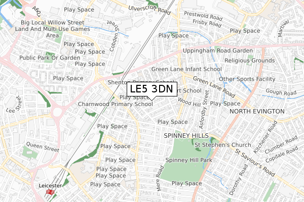 LE5 3DN map - small scale - OS Open Zoomstack (Ordnance Survey)