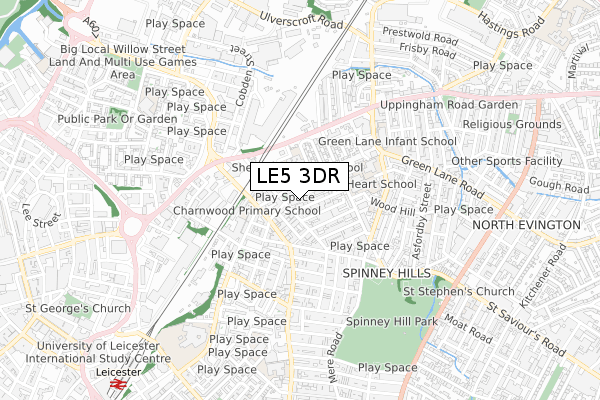 LE5 3DR map - small scale - OS Open Zoomstack (Ordnance Survey)