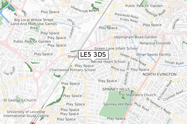 LE5 3DS map - small scale - OS Open Zoomstack (Ordnance Survey)