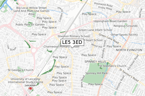 LE5 3ED map - small scale - OS Open Zoomstack (Ordnance Survey)