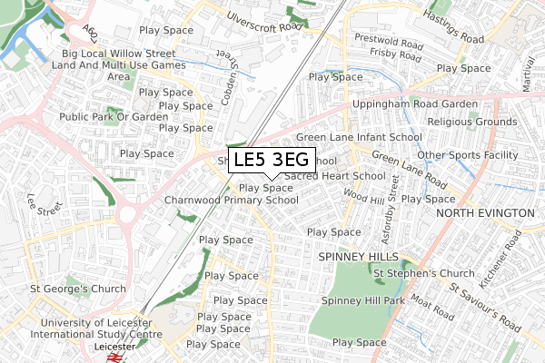 LE5 3EG map - small scale - OS Open Zoomstack (Ordnance Survey)