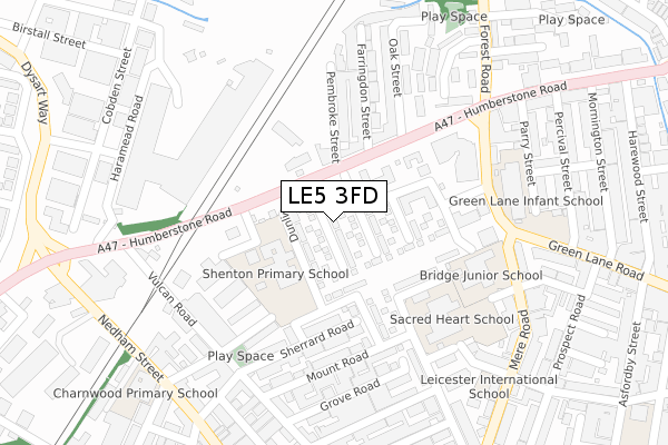 LE5 3FD map - large scale - OS Open Zoomstack (Ordnance Survey)