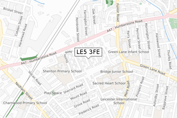 LE5 3FE map - large scale - OS Open Zoomstack (Ordnance Survey)