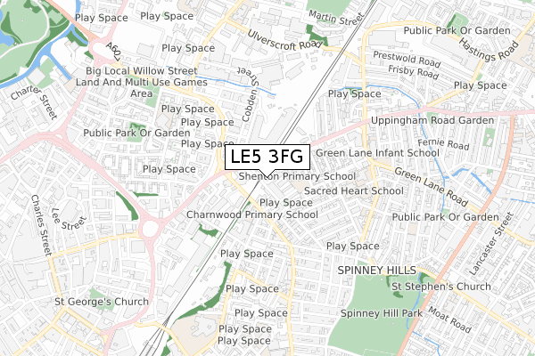 LE5 3FG map - small scale - OS Open Zoomstack (Ordnance Survey)