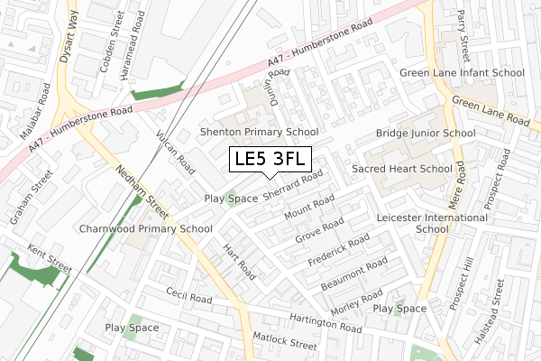 LE5 3FL map - large scale - OS Open Zoomstack (Ordnance Survey)