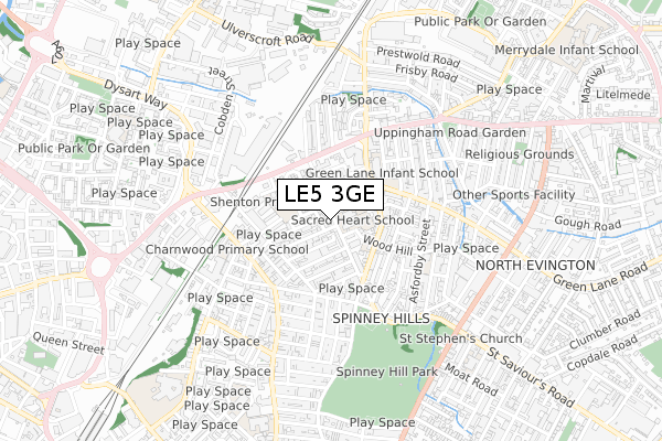 LE5 3GE map - small scale - OS Open Zoomstack (Ordnance Survey)