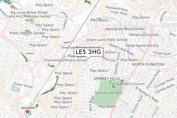 LE5 3HG map - small scale - OS Open Zoomstack (Ordnance Survey)