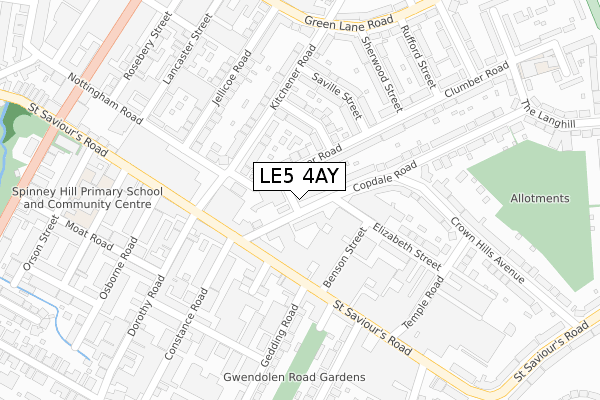 LE5 4AY map - large scale - OS Open Zoomstack (Ordnance Survey)