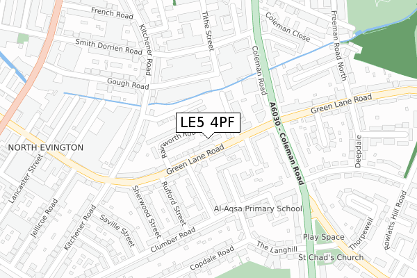 LE5 4PF map - large scale - OS Open Zoomstack (Ordnance Survey)