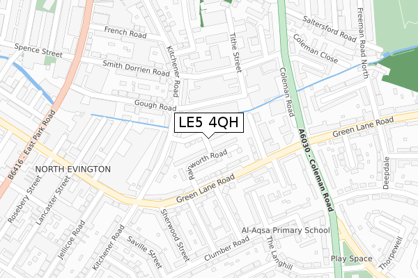 LE5 4QH map - large scale - OS Open Zoomstack (Ordnance Survey)