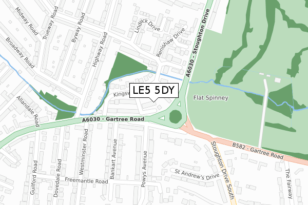 LE5 5DY map - large scale - OS Open Zoomstack (Ordnance Survey)