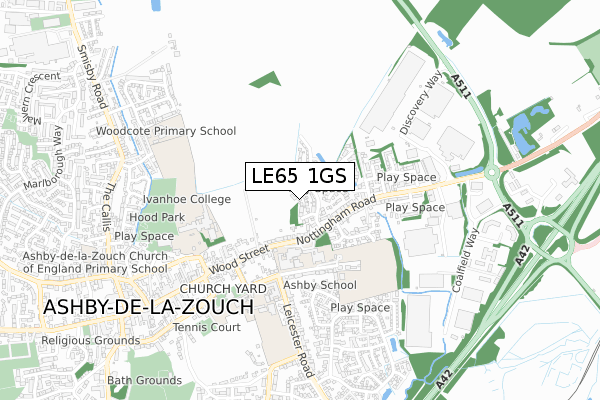 LE65 1GS map - small scale - OS Open Zoomstack (Ordnance Survey)