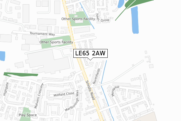 LE65 2AW map - large scale - OS Open Zoomstack (Ordnance Survey)