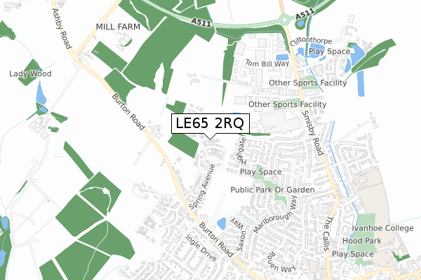 LE65 2RQ map - small scale - OS Open Zoomstack (Ordnance Survey)