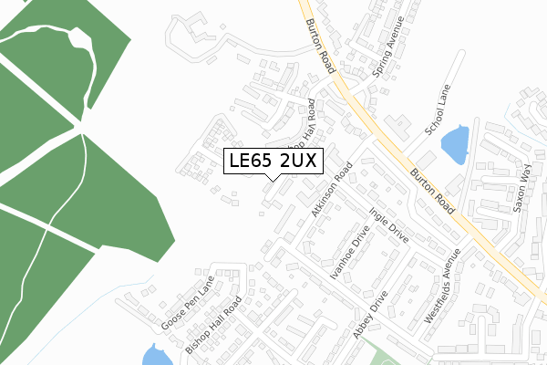 LE65 2UX map - large scale - OS Open Zoomstack (Ordnance Survey)