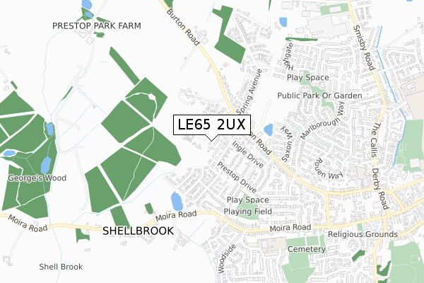 LE65 2UX map - small scale - OS Open Zoomstack (Ordnance Survey)