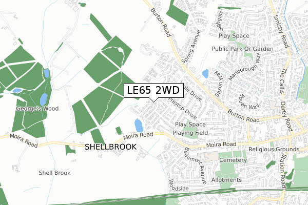 LE65 2WD map - small scale - OS Open Zoomstack (Ordnance Survey)