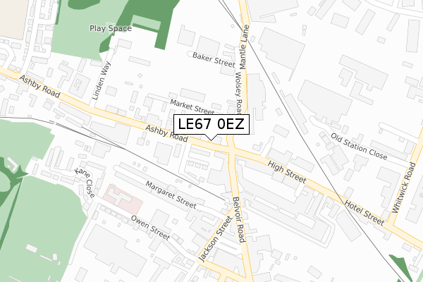 LE67 0EZ map - large scale - OS Open Zoomstack (Ordnance Survey)