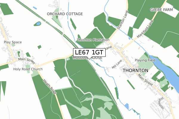 LE67 1GT map - small scale - OS Open Zoomstack (Ordnance Survey)