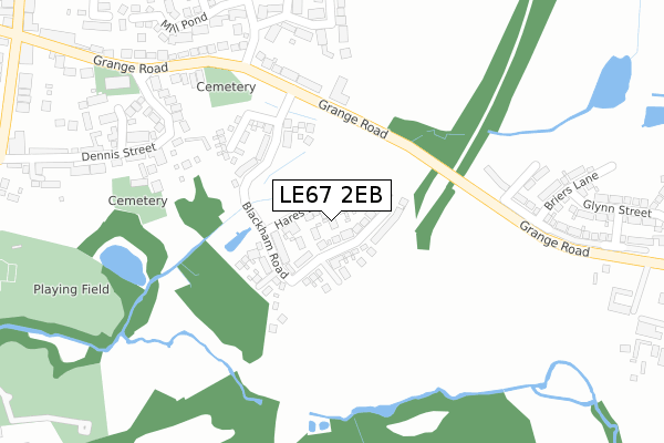 LE67 2EB map - large scale - OS Open Zoomstack (Ordnance Survey)