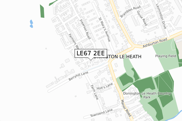 LE67 2EE map - large scale - OS Open Zoomstack (Ordnance Survey)