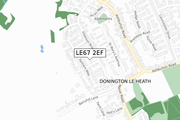 LE67 2EF map - large scale - OS Open Zoomstack (Ordnance Survey)