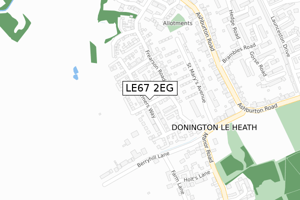 LE67 2EG map - large scale - OS Open Zoomstack (Ordnance Survey)